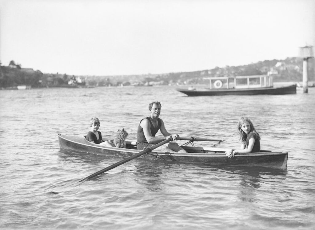 Young people in boat learning