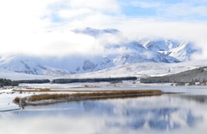 Winter water recreation scene